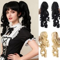 Synthetic Black Gold Roman Curly Clip in Ponytails Hairpieces Claw Headwear Fake Pony Tail Hair Extensions for women Christmas