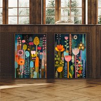 2pcs Frameless,Scandinavian Printmaking Wall Art,Plant Art Posters,Eclecticism Wall Decoration Abstract Printing,Colorful Wall