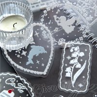 5pcs/pack Bean Collar Lace Series Lace Theme Basic Border Transfer Sticker DIY Diary Album Scrapbook Junk Journal Decor Supplies