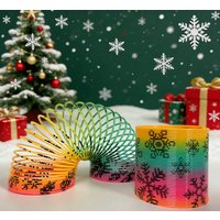 1/3/6pcs Christmas Pattern Slinky Rainbow Spring Toy Pack of 1/3/6 Multicolor Elastic Winding Toys for Kids