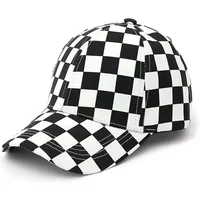 Spring Summer New Black and White Chessboard Lattice Plaid Baseball Cap Retro Casual Sunshade Sun Hat Travel Outdoor Hat Tide