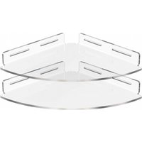 2Pcs Corner Shower Caddy Acrylic Clear Wall Mounted Bathroom Shelf Organizer Shower Storage Rack with Adhesive for Bathroom Dorm