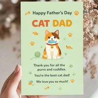 1 Adorable Father's Day Card, Perfect for Cat Lovers Dad, Father's Day, Playful Cartoon Style Greeting Card