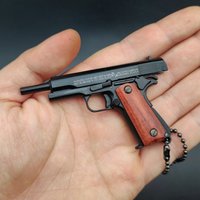 New 1:3 Pistol Ejectable Bullets Collection Pendant Solid Wood Handle Removable Shells M1911 Gun Model Alloy Keychain Detachable
