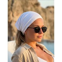 Women's Elastic Bandana Headband - 95% Cotton Knit Stretchy Scarf, Convertible Beach Hair Wrap (Multifunctional)