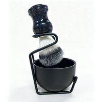 Shaving Brush Kit for Men Shaving Set Includes ABS Handle Synthetic Shaving Brush Stainless Steel Shaving Bowl With Holder