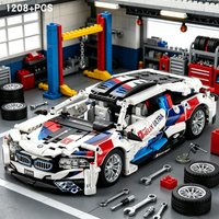 MOC Technical Racing Car 1208PCS Building Blocks Supercar Model Mechanical Assembly Toy Collectible Display Birthday Xmas Gift