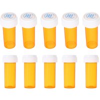 10 Pieces Plastic Push Down Turn Vial Child Resistant Caps Medicine Containers Travel Pill Vials-8 Dram