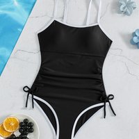 Color Block Girl Swimsuit Adjustable Shoulder Straps High Stretch Fabric Swimwear for Tween and Teen Girls Summer Bkini Outfits