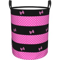 Custom Pink Minnie Polkadots Laundry Basket Foldable Animated Toy Clothes Hamper Storage Bin for Kids Nursery