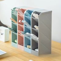Transparent Plastic Pen Holder Multi-function Desktop Obliquely Inserted 4 Layer For Office School Storage Case Pencil Organizer
