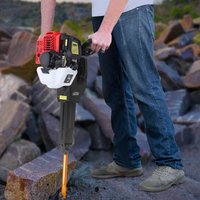 1900W Demolition Jack Hammer, 52cc 2-Stroke Concrete Breaker Rock Drill, Heavy Duty Point Flat Chisel Set Construction Tool