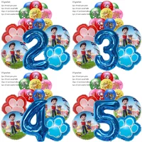 15pcs Cartoon PAW Patrol Birthday Decoration Aluminum Film Digital Balloon Set Dog Chase Skye Kids Party Supplies Toys