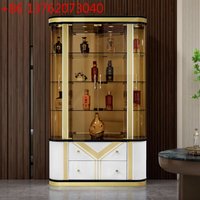 New light luxury wine cabinet, high-end display cabinet in living room, glass door against wall storage