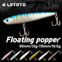LETOYO 12g/19.5g Floating Popper Lure Long Throw Topwater Hard Pencil Baits Laser Coating Streamline Bass Fishing Lure