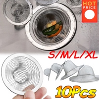 1/10Pcs Stainless Steel Sink Filter Kitchen Bathroom Drain Filter Net Screening Shower Hair Catchers Stoppers Sink Accessories
