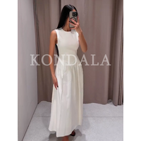 KONDALA Women Minimalist Casual Tank Dress New 2026 Summer Trendy Elegant Sleeveless Dress Ladies Leisure Pleated Hem Midi Dress
