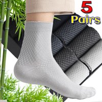 Bamboo Fiber Breatheable Men Socks High Quality Compression Solid Color Casual Business Anti-Bacterial Mid-tube Stockings New