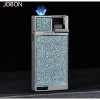 JOBON Creative New Style Ultra-thin Flat Flame Windproof Lighter Metal Straight Blue Flame