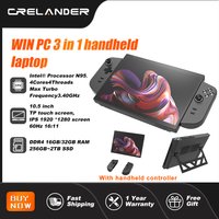 CRELANDER Laptop Intel N95 CPU 4 Cores 4 Threads 10.5 "TDP Touch Screen Detachable Gamepad Portable Handheld Gaming PC Laptops