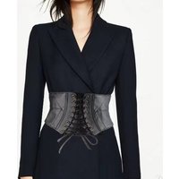 European and American retro black strapping leather waist closure for women's decoration, versatile and fashionable outerwear el