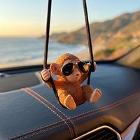 Cute Monkey Swing Car Hanging Ornament Funny Car Interior Decorations Auto Rearview Mirror Pendant Gifts For Friends and Family