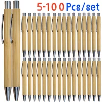 5-100Pcs/Lot Bamboo Wood Ballpoint Pen 1.0mm Tip Office School Wrting Stationery Business Signature Ball Pens