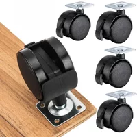 4Pcs Universal Furniture Caster Wheel with Brake,1.5" Swivel Plated Castor Wheels,Top Plate Mounting,Heavy Duty Locking Casters