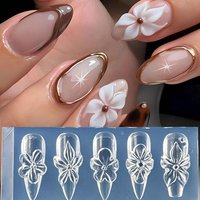 1pcs Cute Lily Hibiscus Cherry Blossom Floral Carving Template 3D Flowers Silicone Nail Charm Molds UV Modeling Gel Molds Tools