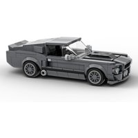 MOC 1960s Gray Muscle Car Building Blocks Set - Classic American Sports Coupe Model Kit for Vintage Car Fans & Hobbyists