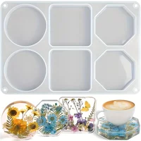 1 Piece Resin Coaster Mould, 6 Cavities Coasters For Resin Casting Silicone Mold, DIY Custom Coasters Art Gifts Home Decoration