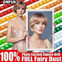 HOMFUN 100% Full Fairy Dust Square Drill DIY Picture Custom 5D Diamond Painting Cross Stitch Diamond Embroidery Home Decor Gift