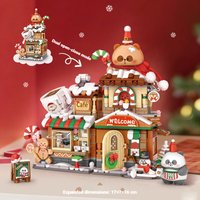 LOZ Christmas building blocks toys, Christmas panda gingerbread house model assembly, children's holiday gifts.