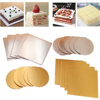 5Pcs Gold Square Round Cake Stand Cardboard Liner 4-10 Inch Thickness 2.5mm Cupcake Birthday Cake Mat Paper Boards