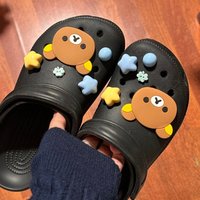 MINISO Removable Rilakkuma Bear Series Shoe Charms For Clogs Good Luck Clover DIY Durable ABS Material Xmas Party Gifts