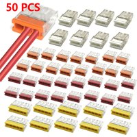 50 Mini Quick Wire Connectors with 2/3/4/5 Ports, Copper Contacts, Stainless Steel Casing, Easy Push-In Crimp Connectors for Industrial Electrical Applications (No Tools Required), Wiring Installation
