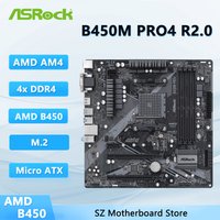 ASROCK B450M Pro4 R2.0 AMD B450 AM4 Motherboard For AMD Ryzen 7/5/3 5800X3D 5600X 3100 CPU 4×DDR4 HDMI M.2 Micro ATX Mainboard