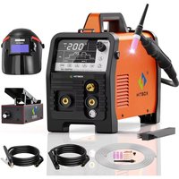 HITBOX TIG200PRO Digitaler Inverter-TIG-Kalt-Schweißer mit Fußpedal, Kalt-Schweißhelm, 200A, 6-in-1, Spot-Puls-HF-TIG-ARC/MMA/Stick, 2T/4T, ARC Force, Hot Start, LED-Bildschirm,