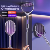 6 in 1 Retractable Mosquito Killer Racket Extendable Handle Electric Fly Swatter Bug Zapper Lamp Insect Trap for Home House
