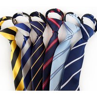 Zipper Tie Men Bridegroom Wedding Necktie Lazy Pre-tied Ties Striped 8cm Hot Sell Style Zipper Necktie For Men Women Wholesale