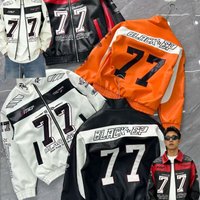 Shumei Global Heavy Industry Leather Jacket American Fashion Motorcycle Racing Embroidered Stand Up Collar Coats Men Jacket