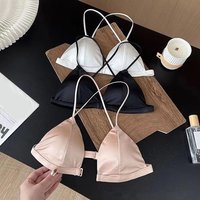 French Thin Summer Sexy Bra Breathable Front Buckle Seamless Bra Small Flat Chest Triangle Cup Strap Underwear For Woman