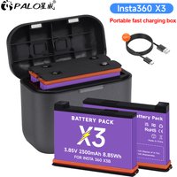 For Insta360 X3 Camera Battery+2 Card Slot Fast Battery Charging Box with Type-C for Insta 360 ONE X3 Action Camera Batteries