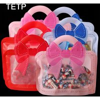 TETP 50Pcs Holiday Gift Handbags with Bow Children's Day Snack Packaging Sealed Storage For Small Business Gift Decoration Bags