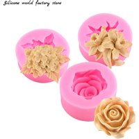 Silicone world Lilac Rose Lily Fondant Silicone Molds Handmade Soap Gypsum Cake Decorating Diy Chocolate Baking Tools 3D Mold