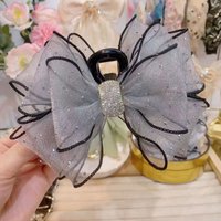 Korean Style Diamond Bow Shark Gripper For Women Trendy Gauze Hair Claw Elegant Gentle Hair Clip Girls Trendy Hair Accessories