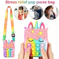 1Pc Kawaii Unicorn Press Bag Fidget Toys For Girls Handbag Coin Pouch Purse Push Bubble Relief Stress Squeeze Toys Messenger Bag