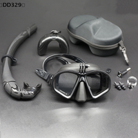 Tempered Glass Freediving Mask Snorkeling Set Foldable Snorkel J-type Diving Mask With Camera Mount〔DD329〕