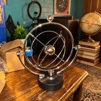24.5cm/9.65inร11cm/4.33in Newton Pendulum Balance Balls, Rotatable Perpetual Motion Physics Ornament, Stress Relief Kinetic Desk