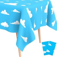3/2/1pcs Blue Sky White Clouds Party Supplies Tablecloth for Disposable Table Cover Favor Birthday Festival Decoration